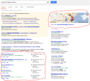 Places-listings” i Googles søgeresultater